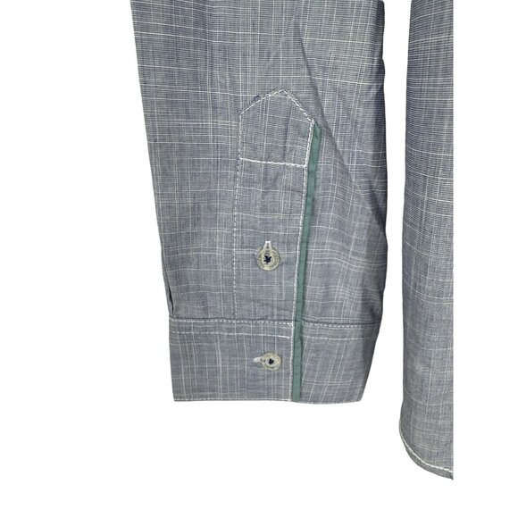 Jeans By Buffalo Rafael Mens Blue Chambray Button Down Shirt Long Sleeve Size L - Picture 5 of 11